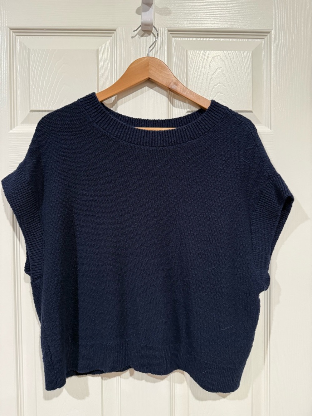 LOFT Navy Short-Sleeve Knit Sweater Top